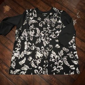 Allison Daley 3X Black Top with Foil Accents